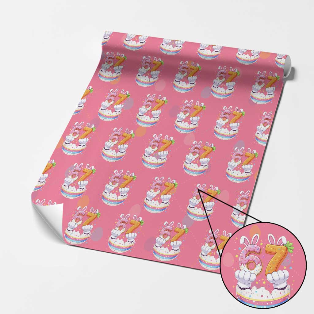 Funny Easter Day Bunny 67 Six Seven Meme Wrapping Paper Roll TS11 Pink Print Your Wear