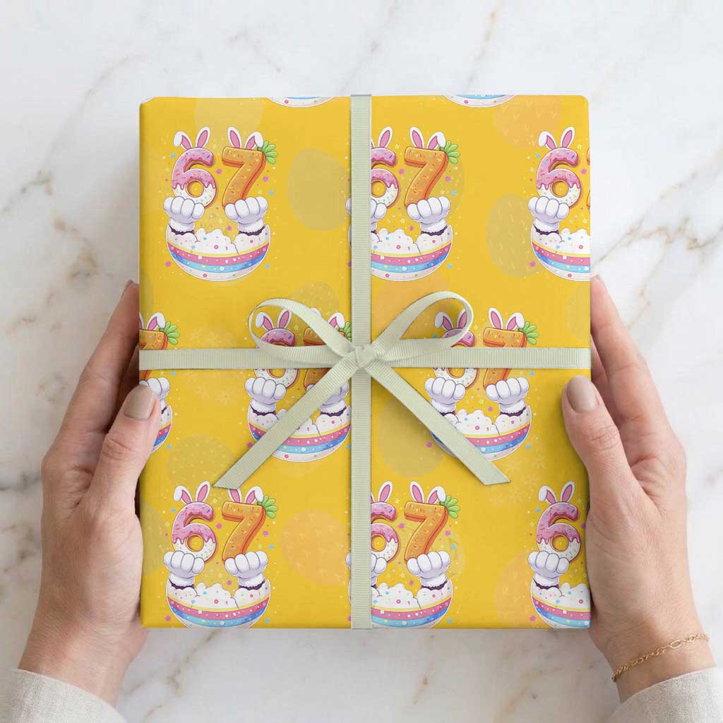 Funny Easter Day Bunny 67 Six Seven Meme Wrapping Paper Roll TS11 Yellow Print Your Wear
