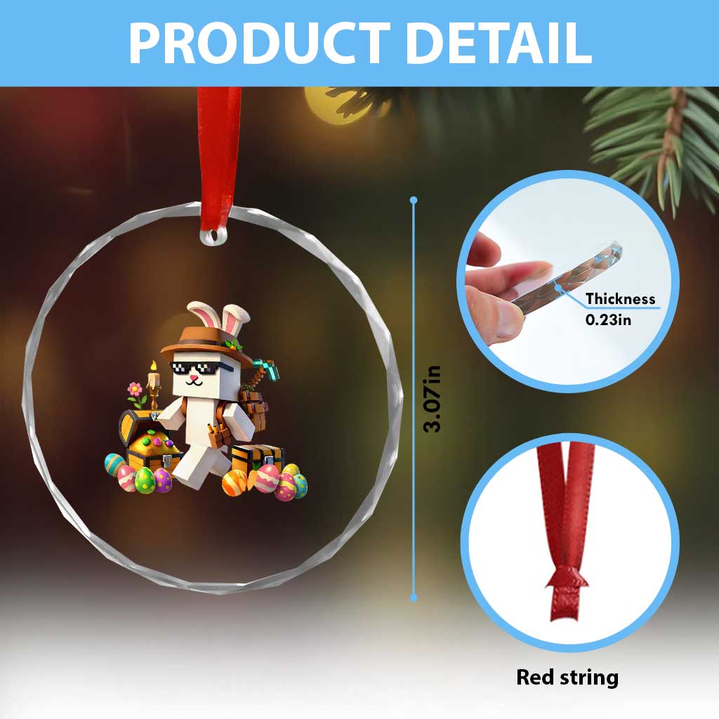 Funny Easter Day Bunny Miner Egg Video Game Crystal Glass Ornament TS11 Print Your Wear