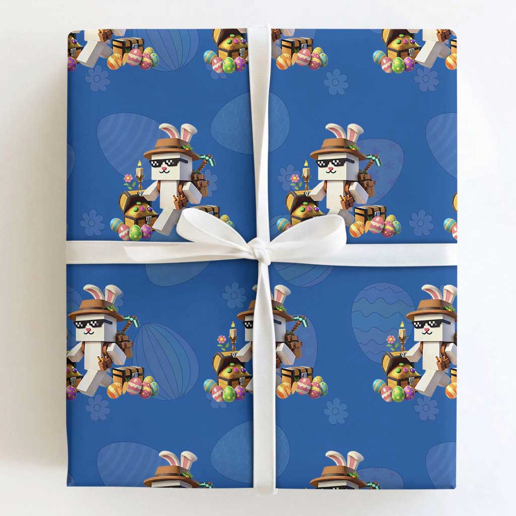 Funny Easter Day Bunny Miner Egg Video Game Wrapping Paper Roll TS11 Royal Blue Print Your Wear