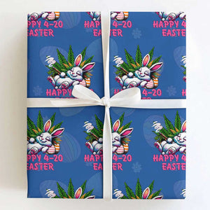 Funny Easter Day Cannabis Weed Wrapping Paper Roll Happy 420 Easter Bunny TS11 Royal Blue Print Your Wear