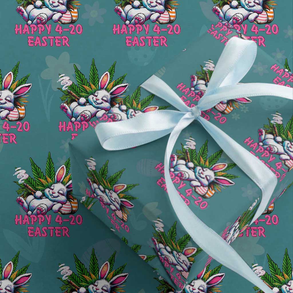 Funny Easter Day Cannabis Weed Wrapping Paper Roll Happy 420 Easter Bunny TS11 Teal Print Your Wear