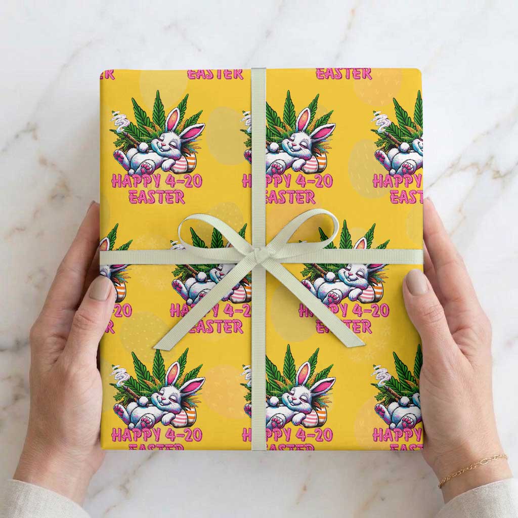 Funny Easter Day Cannabis Weed Wrapping Paper Roll Happy 420 Easter Bunny TS11 Yellow Print Your Wear