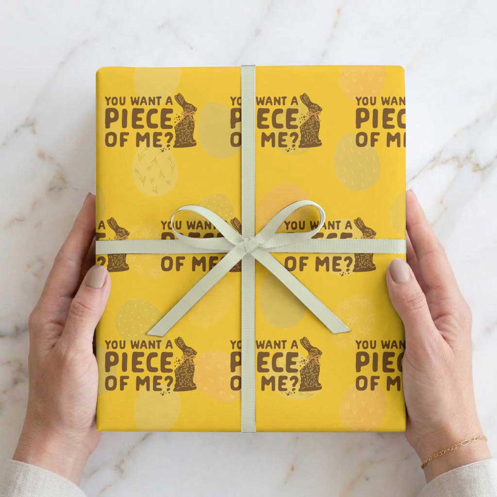 Funny Easter Day Chocolate Bunny Wrapping Paper Roll You Want A Piece Of Me TS11 Yellow Print Your Wear