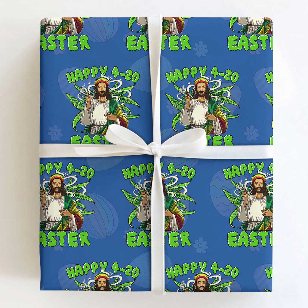 Funny Easter Day Christian Weed Wrapping Paper Roll Happy 420 Easter Jesus Smokes Stoner TS11 Royal Blue Print Your Wear
