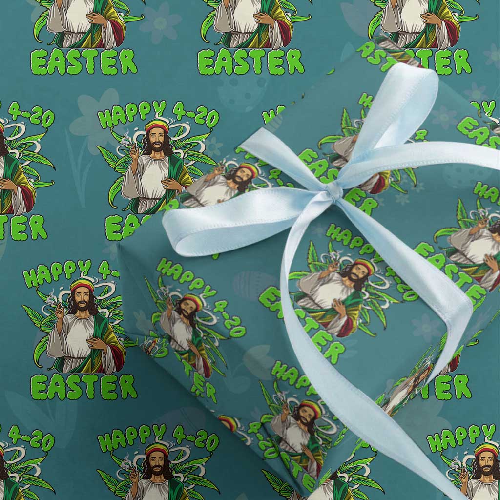 Funny Easter Day Christian Weed Wrapping Paper Roll Happy 420 Easter Jesus Smokes Stoner TS11 Teal Print Your Wear
