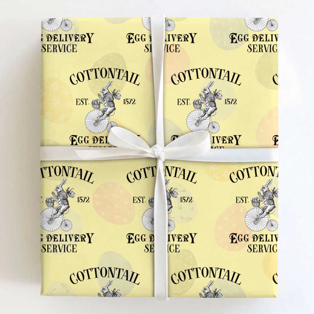 Funny Easter Day Cottontail Egg Delivery Service Wrapping Paper Roll Bunny Rabbit TS11 Light Yellow Print Your Wear