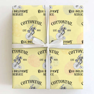 Funny Easter Day Cottontail Egg Delivery Service Wrapping Paper Roll Bunny Rabbit TS11 Light Yellow Print Your Wear