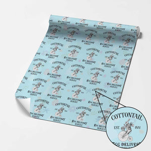 Funny Easter Day Cottontail Egg Delivery Service Wrapping Paper Roll Bunny Rabbit TS11 Light Blue Print Your Wear