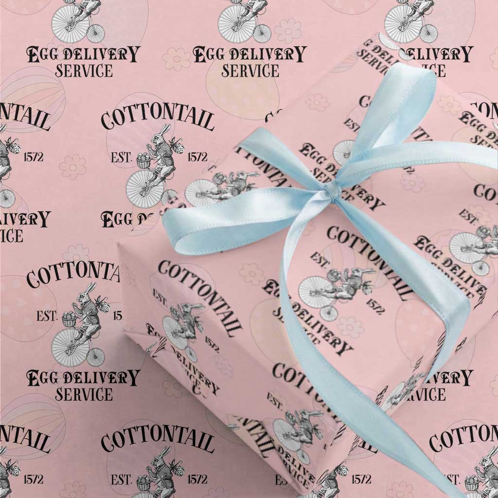 Funny Easter Day Cottontail Egg Delivery Service Wrapping Paper Roll Bunny Rabbit TS11 Light Pink Print Your Wear