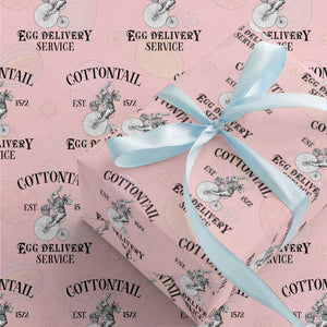 Funny Easter Day Cottontail Egg Delivery Service Wrapping Paper Roll Bunny Rabbit TS11 Light Pink Print Your Wear