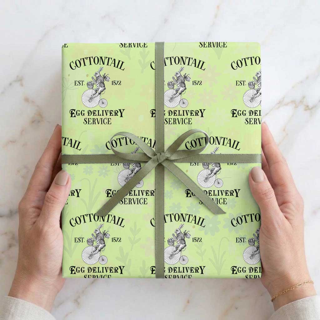 Funny Easter Day Cottontail Egg Delivery Service Wrapping Paper Roll Bunny Rabbit TS11 Lime Print Your Wear