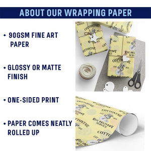 Funny Easter Day Cottontail Egg Delivery Service Wrapping Paper Roll Bunny Rabbit TS11 Print Your Wear