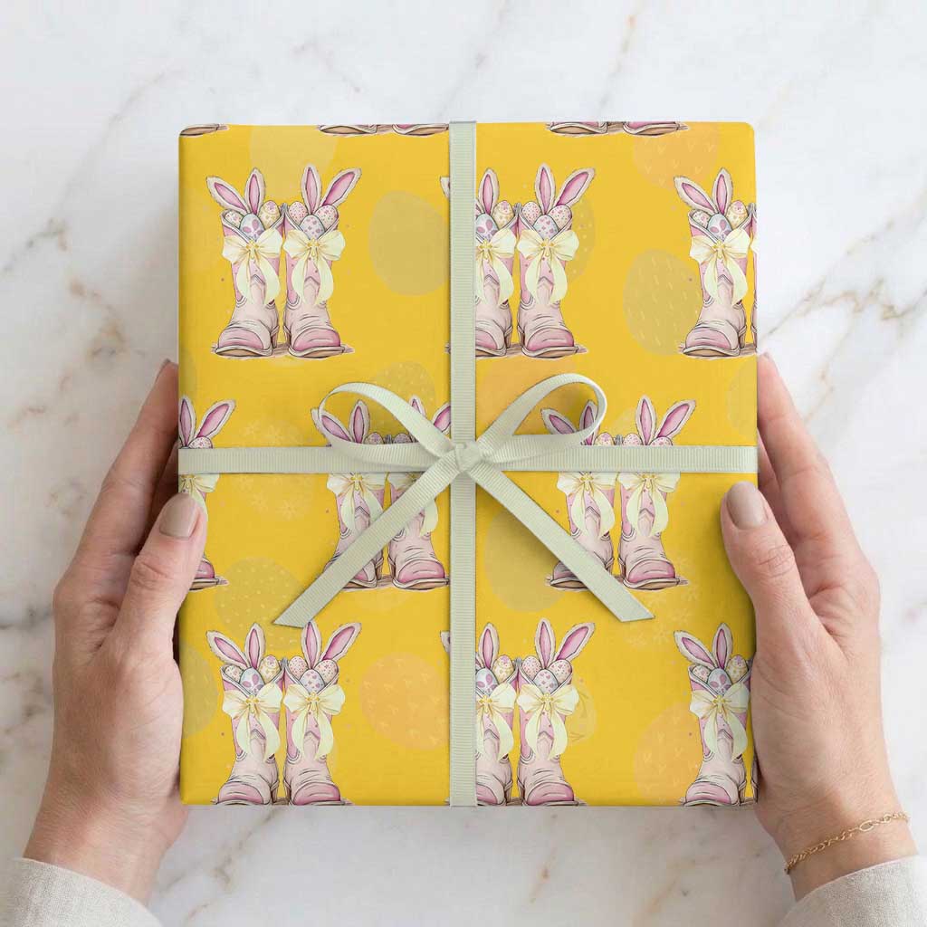 Funny Easter Day Cowgirl Egg Cowboy Boots Wrapping Paper Roll TS11 Yellow Print Your Wear