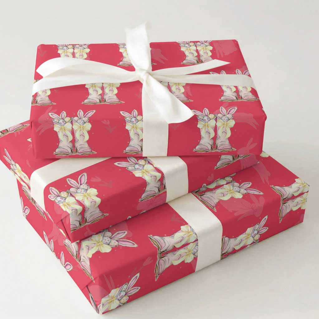 Funny Easter Day Cowgirl Egg Cowboy Boots Wrapping Paper Roll TS11 Red Print Your Wear