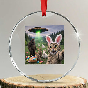 Funny Easter Day Crystal Glass Ornament Cat Selfie With Bunny Bigfoot UFO Bunny Egg TS10 Transparent Glass 3'' Circle Print Your Wear