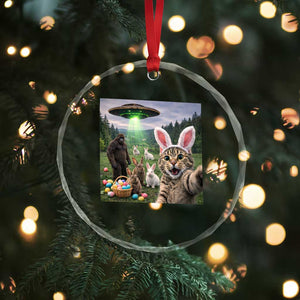 Funny Easter Day Crystal Glass Ornament Cat Selfie With Bunny Bigfoot UFO Bunny Egg TS10 Print Your Wear