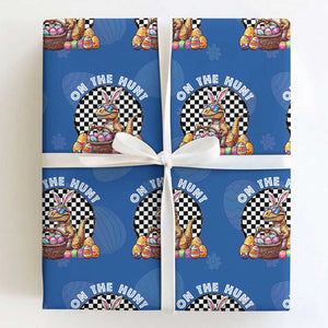 Funny Easter Day Dinosaur Bunny Wrapping Paper Roll On The Hunt Egg Hunting TS11 Royal Blue Print Your Wear