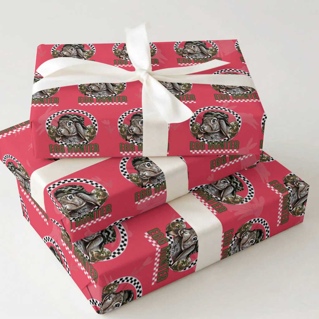 Funny Easter Day Egg Hunter Wrapping Paper Roll Bunny Hunting Camo Egg TS11 Red Print Your Wear
