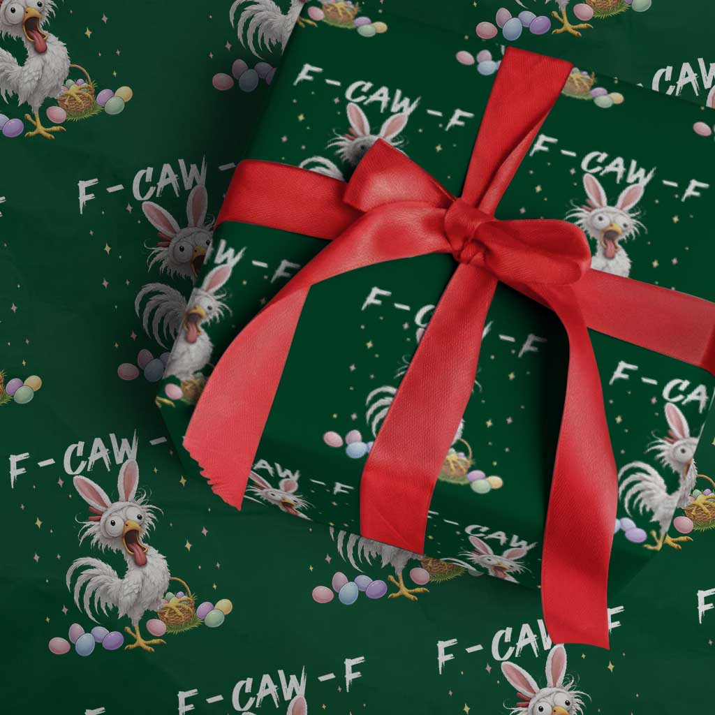 Funny Easter Day F Caw F Chicken Bunny Rooster Meme Wrapping Paper Roll TS11 Green Print Your Wear