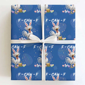Funny Easter Day F Caw F Chicken Bunny Rooster Meme Wrapping Paper Roll TS11 Royal Blue Print Your Wear