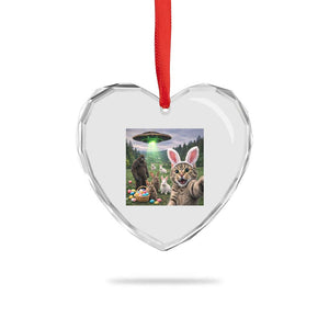 Funny Easter Day Heart Crystal Glass Ornament Cat Selfie With Bunny Bigfoot UFO Bunny Egg TS10 Print Your Wear