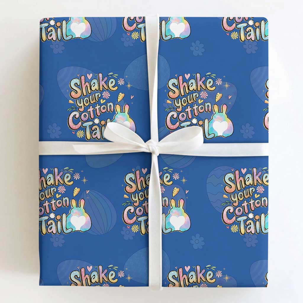 Funny Easter Day Retro Bunny Shake Your Cotton Tail Wrapping Paper Roll TS11 Royal Blue Print Your Wear