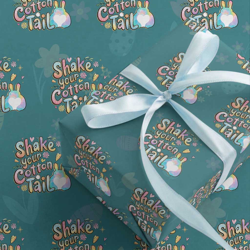 Funny Easter Day Retro Bunny Shake Your Cotton Tail Wrapping Paper Roll TS11 Teal Print Your Wear