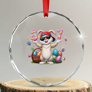 Funny Easter Day Six Seven 67 Bunny Boys Kids Crystal Glass Ornament TS11 Transparent Glass 3'' Circle Print Your Wear