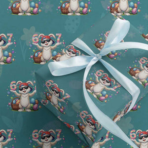Funny Easter Day Six Seven 67 Bunny Boys Kids Wrapping Paper Roll TS11 Teal Print Your Wear