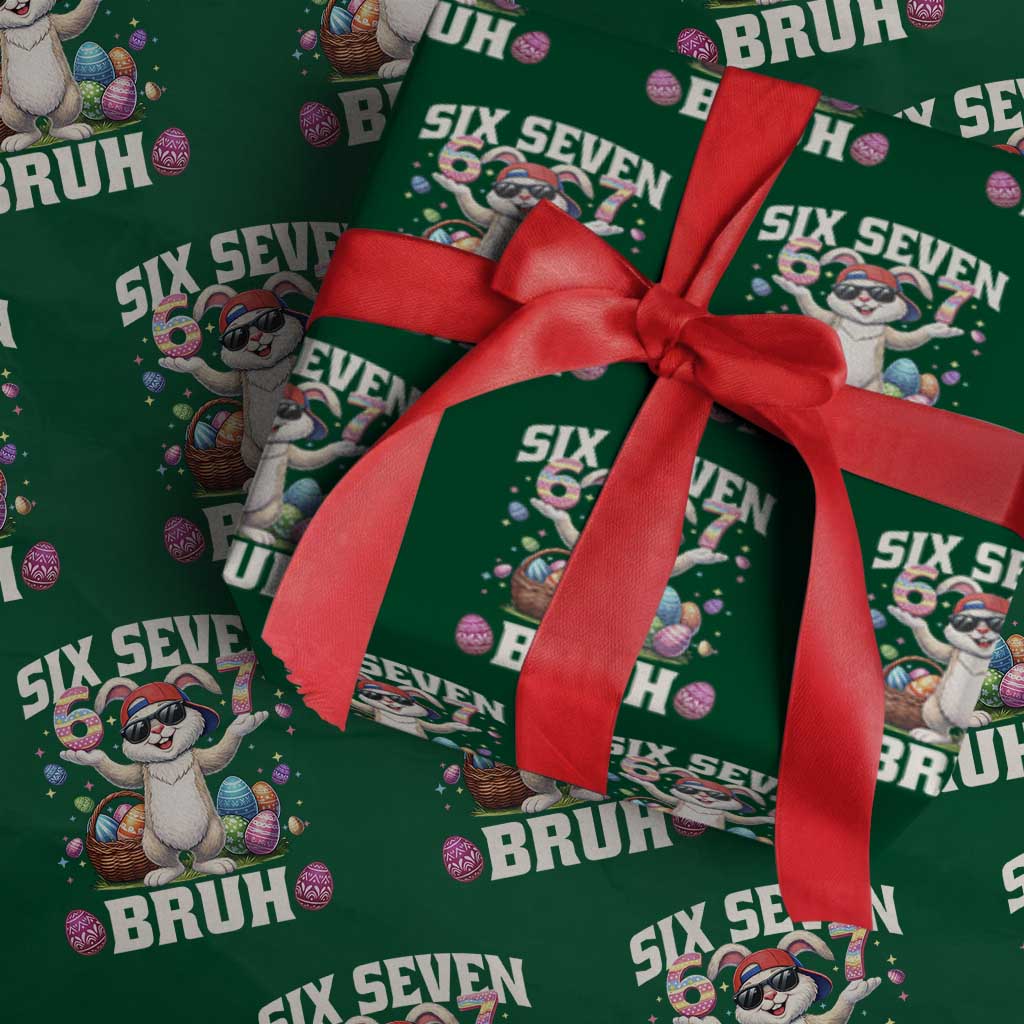 Funny Easter Day Six Seven Bruh Wrapping Paper Roll 67 Bunny Easter Eggs TS11 Green Print Your Wear
