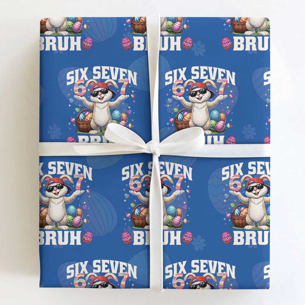 Funny Easter Day Six Seven Bruh Wrapping Paper Roll 67 Bunny Easter Eggs TS11 Royal Blue Print Your Wear