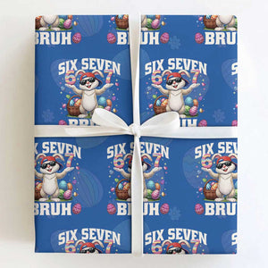 Funny Easter Day Six Seven Bruh Wrapping Paper Roll 67 Bunny Easter Eggs TS11 Royal Blue Print Your Wear