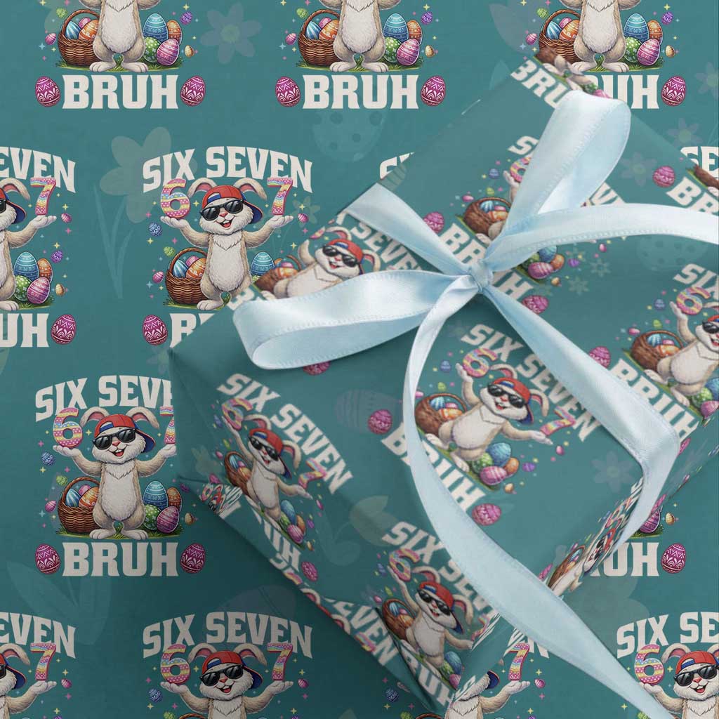 Funny Easter Day Six Seven Bruh Wrapping Paper Roll 67 Bunny Easter Eggs TS11 Teal Print Your Wear