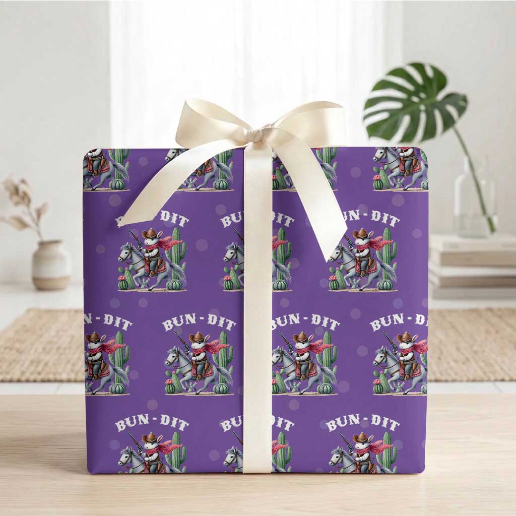 Funny Easter Day Western Wrapping Paper Roll Bun-dit Country Rabbit Cowboy Rodeo TS11 Purple Print Your Wear