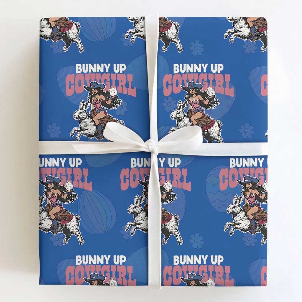 Funny Easter Day Western Wrapping Paper Roll Bunny Up Cowgirl Country Bunny TS11 Royal Blue Print Your Wear