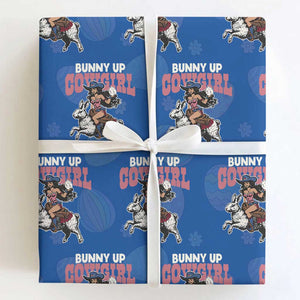 Funny Easter Day Western Wrapping Paper Roll Bunny Up Cowgirl Country Bunny TS11 Royal Blue Print Your Wear