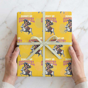 Funny Easter Day Western Wrapping Paper Roll Bunny Up Cowgirl Country Bunny TS11 Yellow Print Your Wear