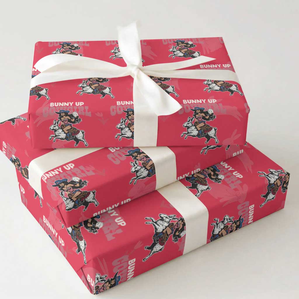 Funny Easter Day Western Wrapping Paper Roll Bunny Up Cowgirl Country Bunny TS11 Red Print Your Wear