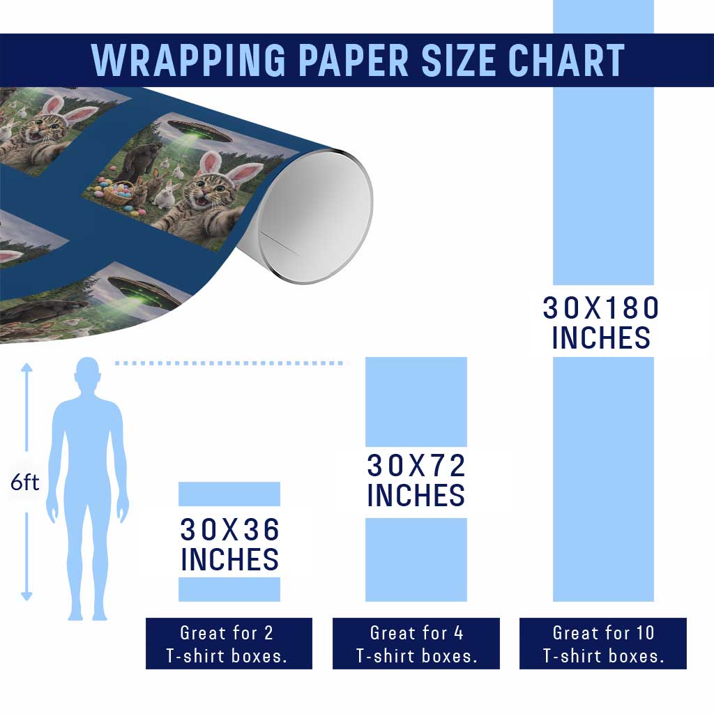 Funny Easter Day Wrapping Paper Roll Cat Selfie With Bunny Bigfoot UFO Bunny Egg TS10 Print Your Wear