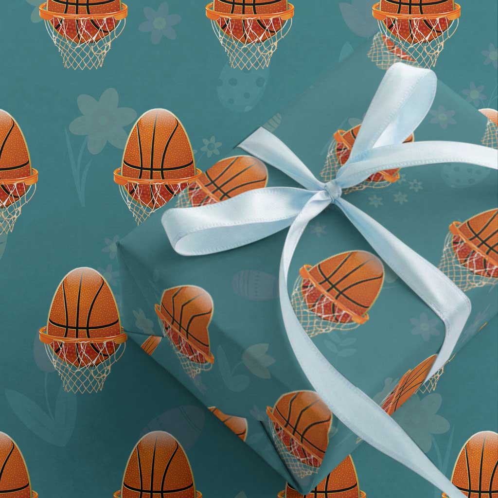Funny Easter Egg Basketball Sport Lover Wrapping Paper Roll TS11 Teal Print Your Wear