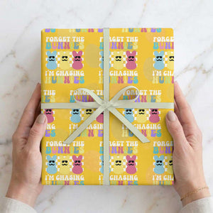 Funny Easter Forget The Bunnies I Am Chasing Hunnies Wrapping Paper Roll TS11 Yellow Print Your Wear