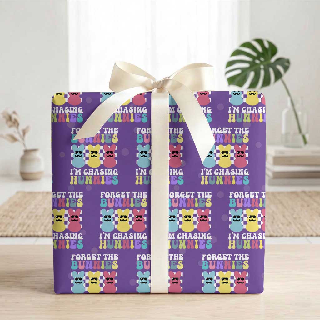 Funny Easter Forget The Bunnies I Am Chasing Hunnies Wrapping Paper Roll TS11 Purple Print Your Wear