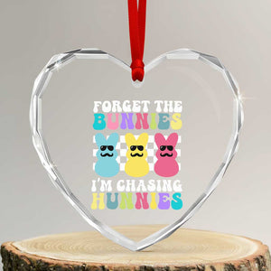 Funny Easter Forget The Bunnies I Am Chasing Hunnies Heart Crystal Glass Ornament TS11 Transparent Glass 3'' Heart Print Your Wear