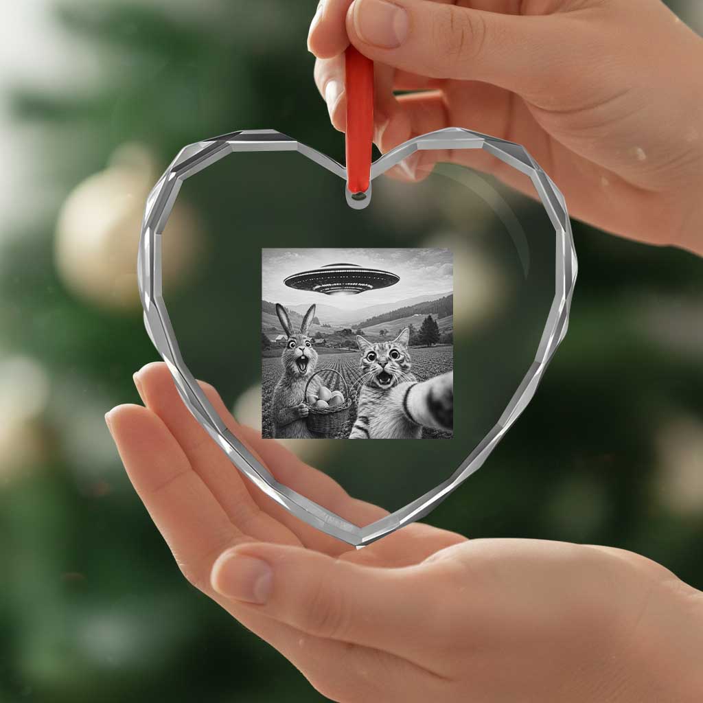 Funny Easter Heart Crystal Glass Ornament Christian Cat Selfie Bunny Meme TS14 Print Your Wear