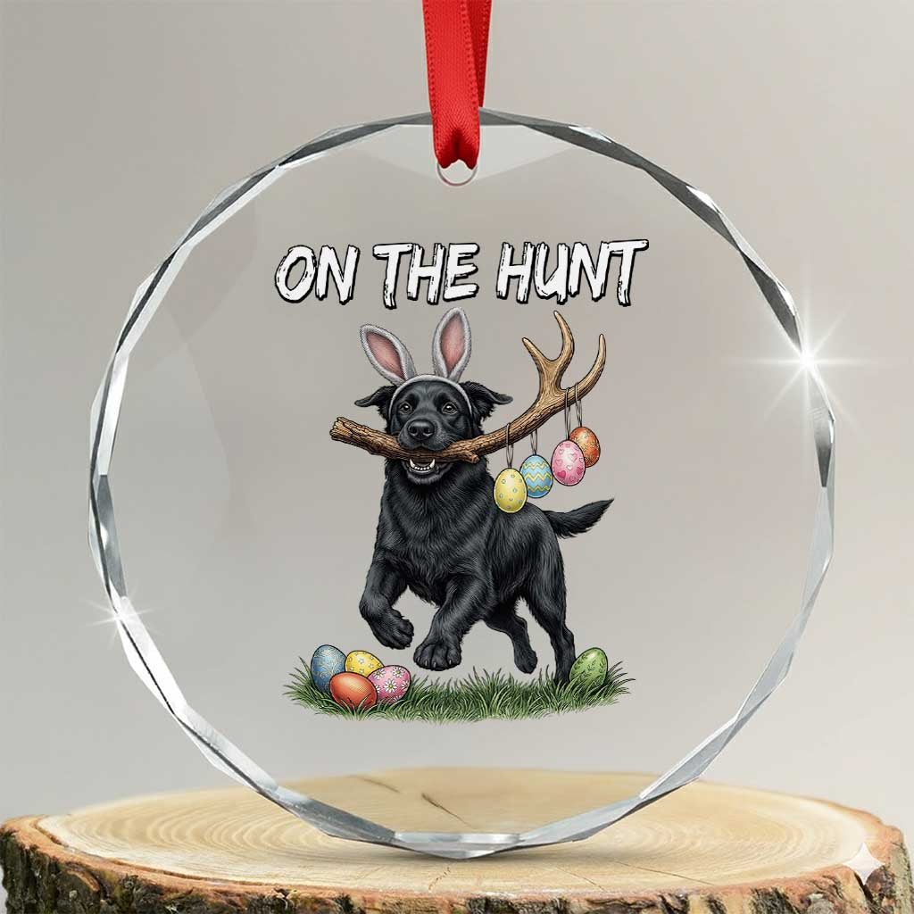 Funny Easter Hunting Dog Crystal Glass Ornament Labrador Bunny Ears On The Hunt TS12 Transparent Glass 3'' Circle Print Your Wear