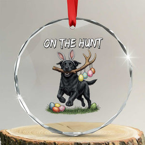 Funny Easter Hunting Dog Crystal Glass Ornament Labrador Bunny Ears On The Hunt TS12 Transparent Glass 3'' Circle Print Your Wear