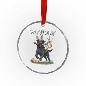 Funny Easter Hunting Dog Crystal Glass Ornament Labrador Bunny Ears On The Hunt TS12 Print Your Wear