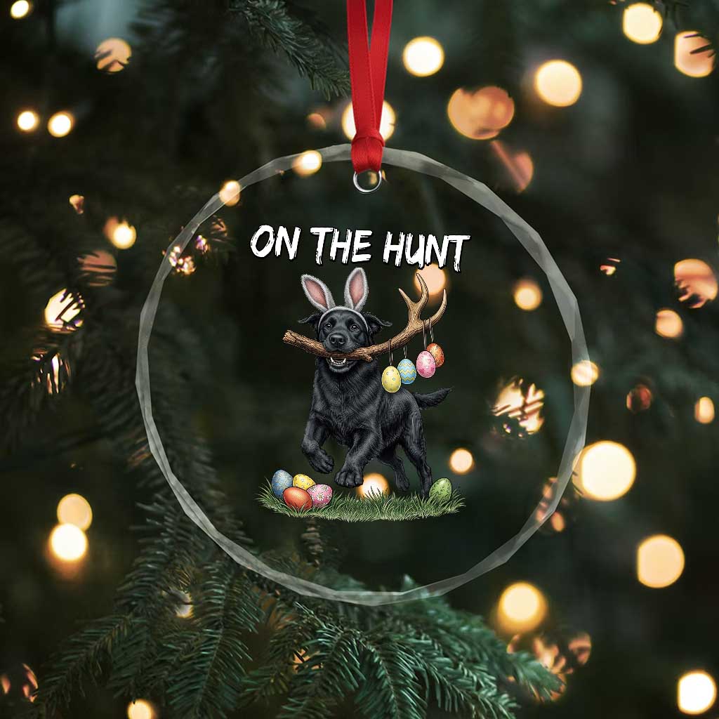 Funny Easter Hunting Dog Crystal Glass Ornament Labrador Bunny Ears On The Hunt TS12 Print Your Wear
