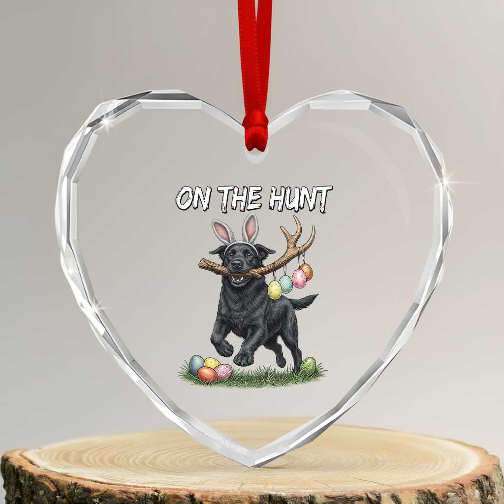 Funny Easter Hunting Dog Heart Crystal Glass Ornament Labrador Bunny Ears On The Hunt TS12 Transparent Glass 3'' Heart Print Your Wear